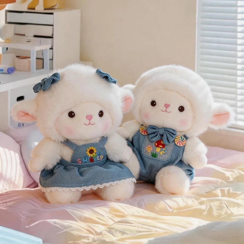 Super Cute A Pair Lovers Sheep Plush Dolls Kawaii Rabbit Alpaca Toys Stuffed Soft Animal Pillow Birthday Wedding Party Throw Toy