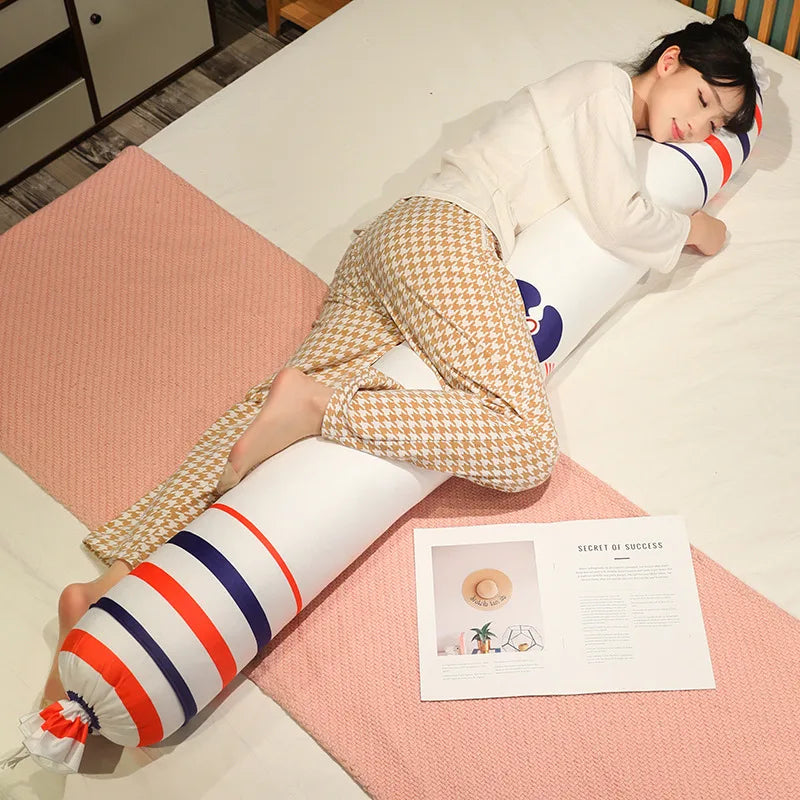 かわいい うさぎ柄 パステルカラー 円筒形 ロングクッション