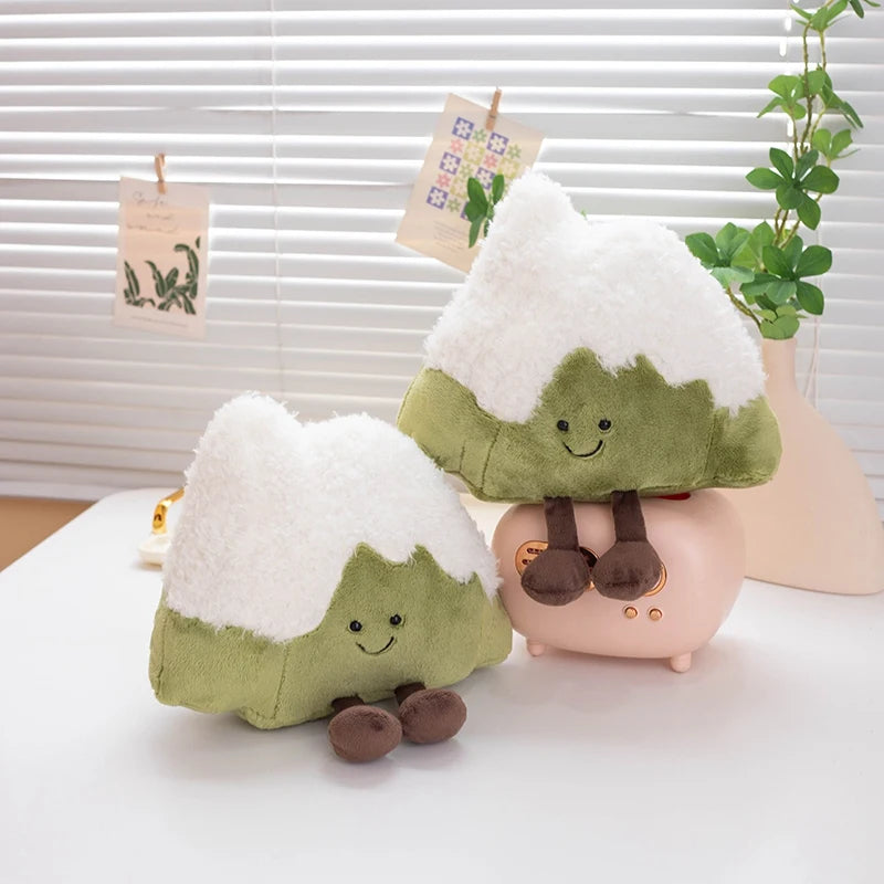 緑と白のスマイル雪山おにぎりぬいぐるみ ぶらぶら足
