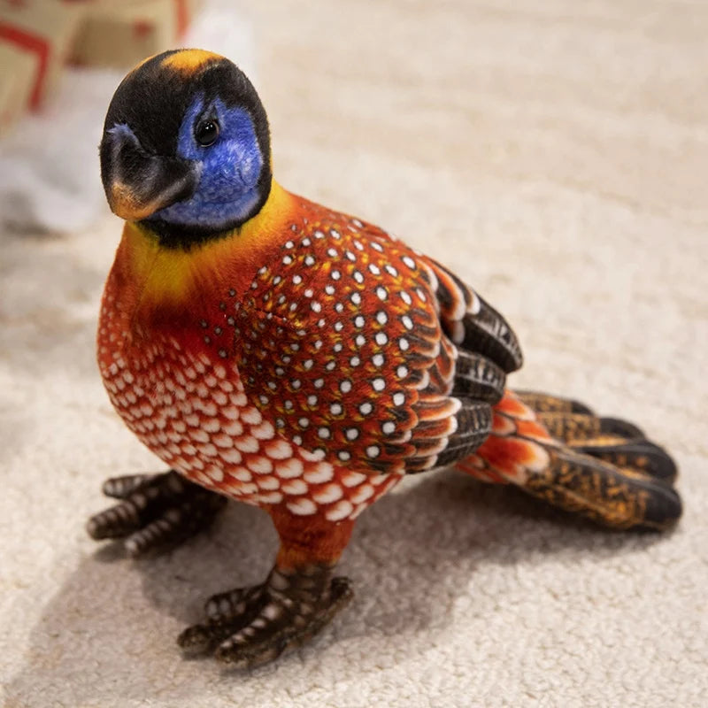 リアルなカラフル斑点模様 ゴジュケイ鳥のぬいぐるみ