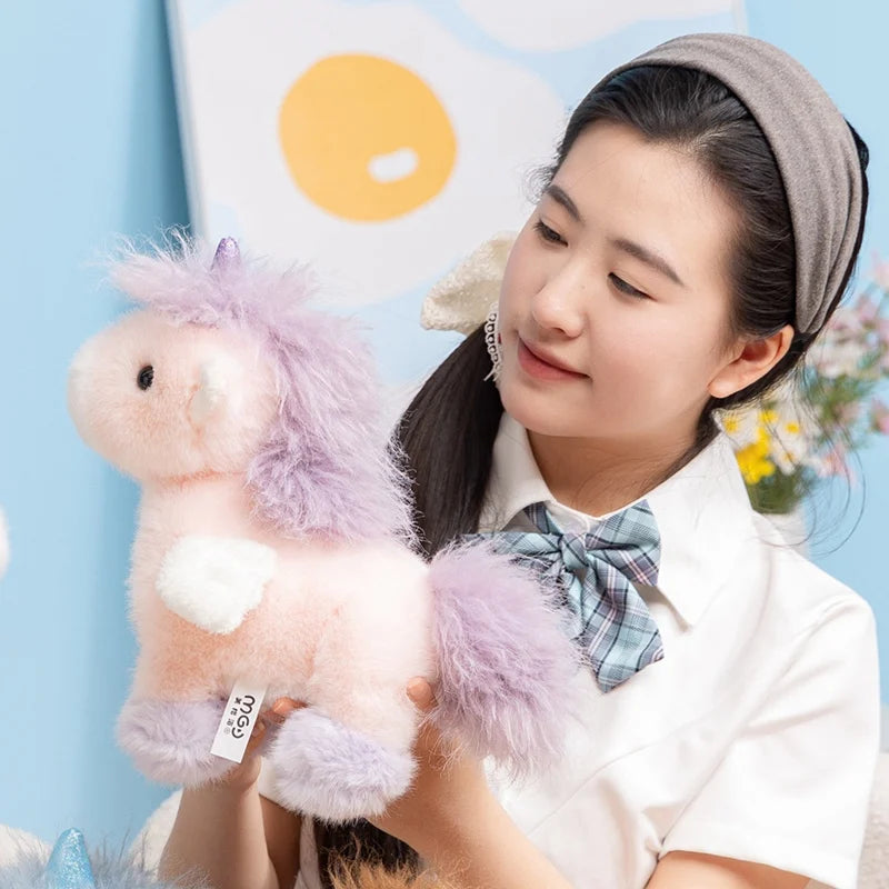 かわいい 白い 羽根付き ユニコーン ぬいぐるみ キラキラ角