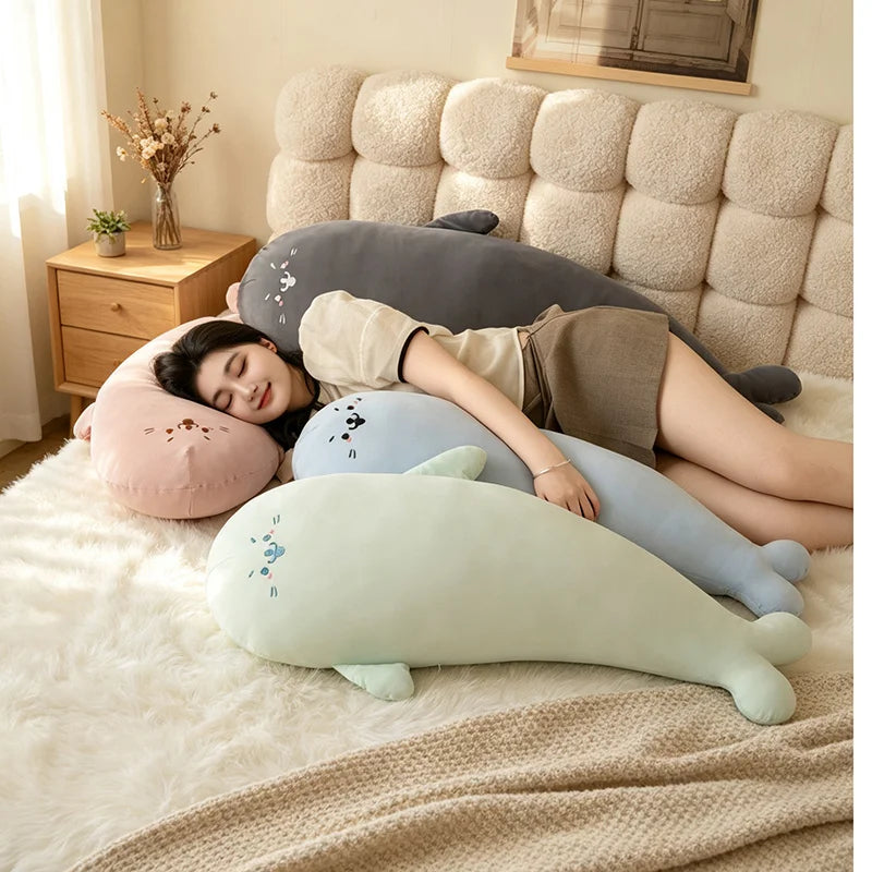 130CM Big Soft Simulation Cute Seal Ice Silk Plush Toys Kawaii Stuffed Lovely Children Animal Pillow for Birthday Gifts