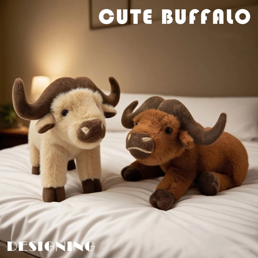 25cm Simulation Highland Cow Plush Toys Soft Stuffed Cattle or Buffalo Plush Toy Kawaii Kids Baby Birthday Gifts Home Room Decor