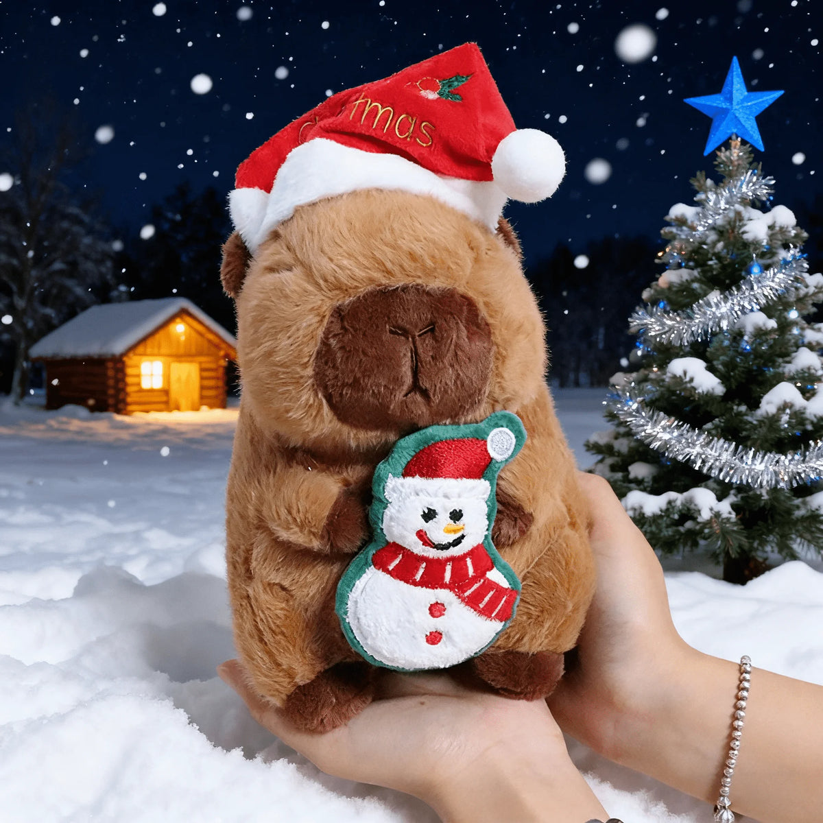 20cm Cute Christmas Gingerbread Man Capybara Plush Toy Christmas Tree Capybara Hug snowman Capybara Doll Christmas Gift For Kids
