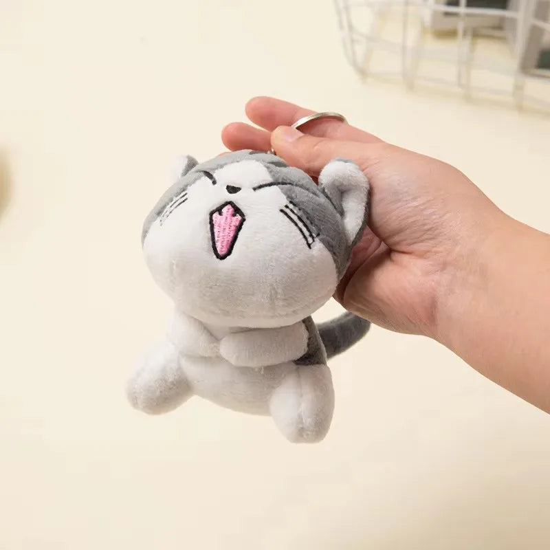 10cm Mini Cute Cat Plush Stuffed Kitten Key Chain Plush Toys Animal Stuffed Sitting Doll Key Ring Chain Pendant Toy Kids Gift