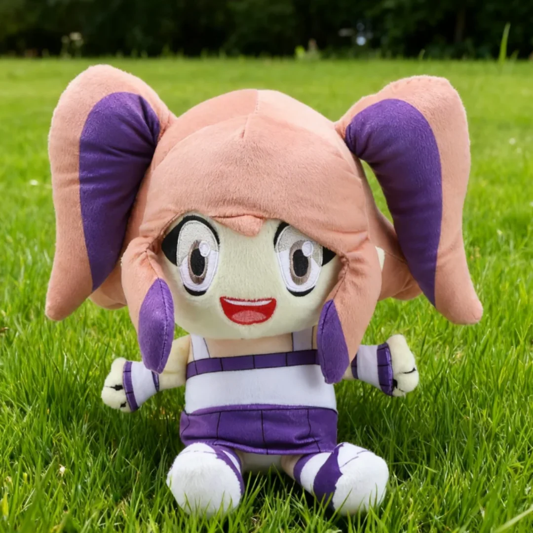 ピーチとパープルの可愛いアニメ風キャラクターぬいぐるみ