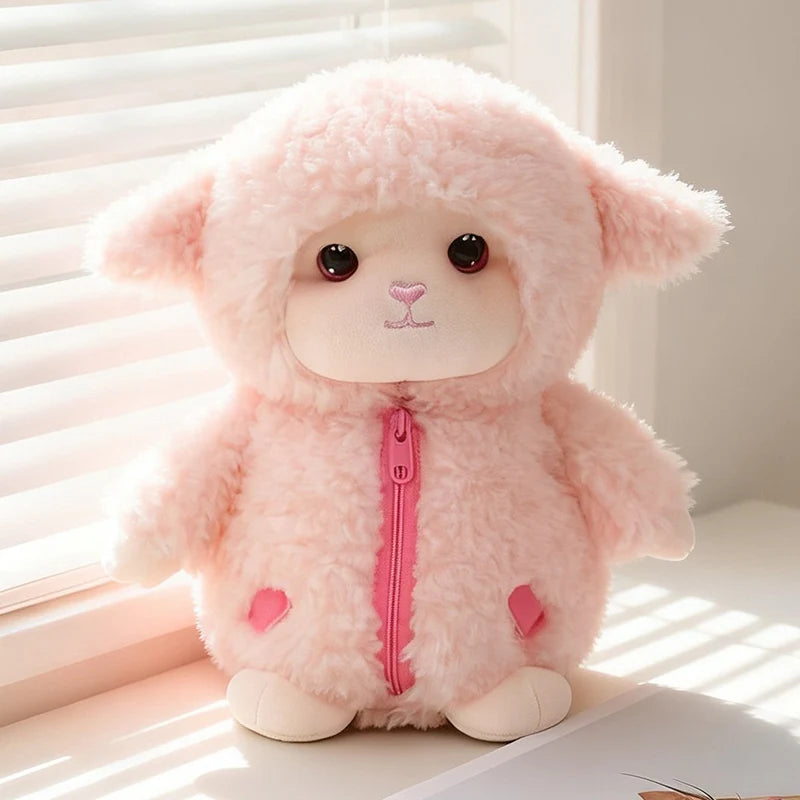ふわふわ フード付き ジッパー ひつじ ぬいぐるみ
