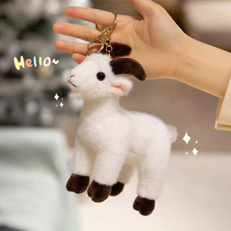 かわいいもこもこ羊ぬいぐるみキーホルダー 白黒セット
