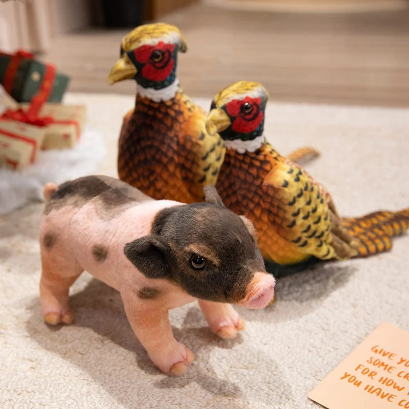 リアルなカラフル斑点模様 ゴジュケイ鳥のぬいぐるみ