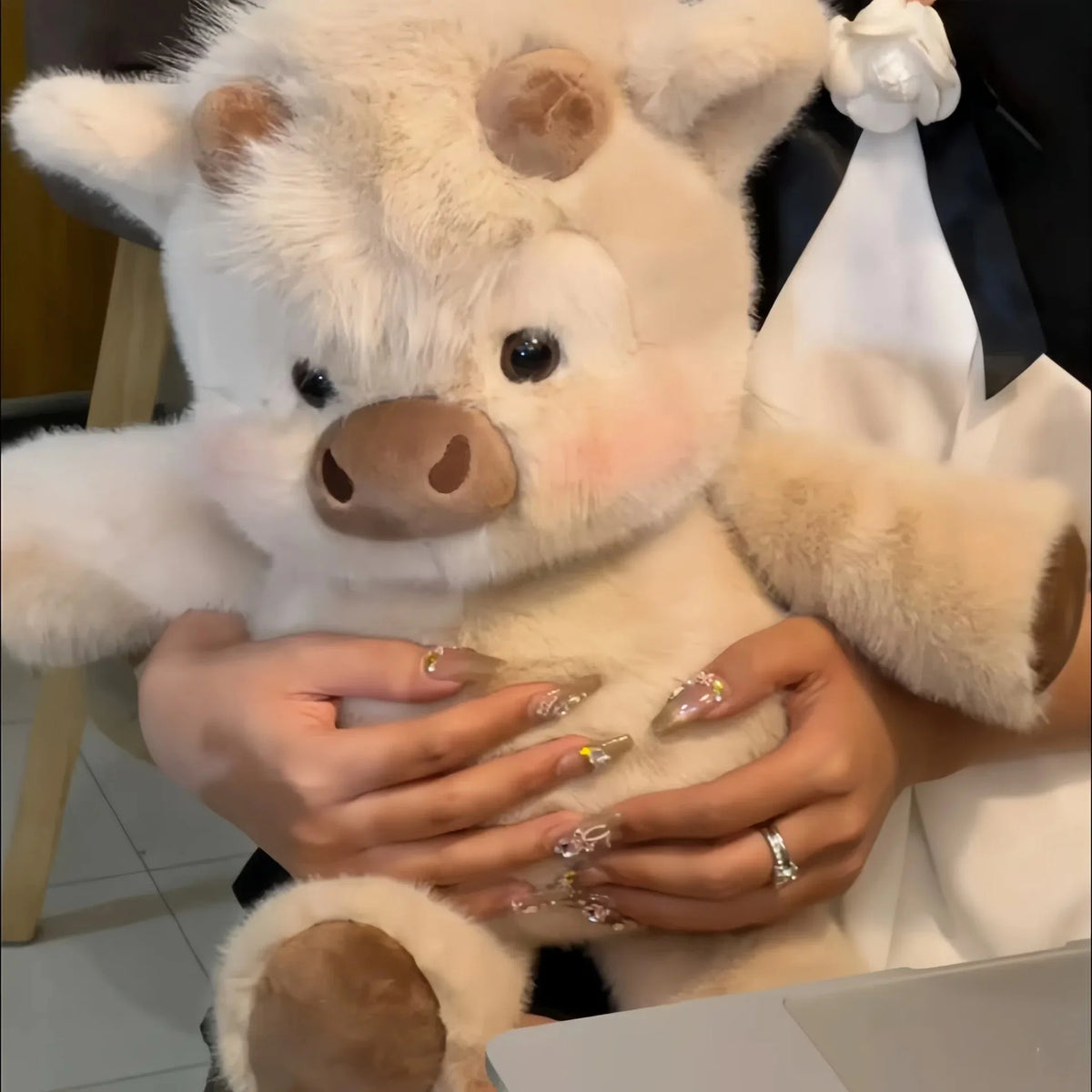 42cm Adorable Highland Cattle Plush Toy Huggable Running Cow Stuffed Animal Made with Premium Soft Fabric, Soothing Companion