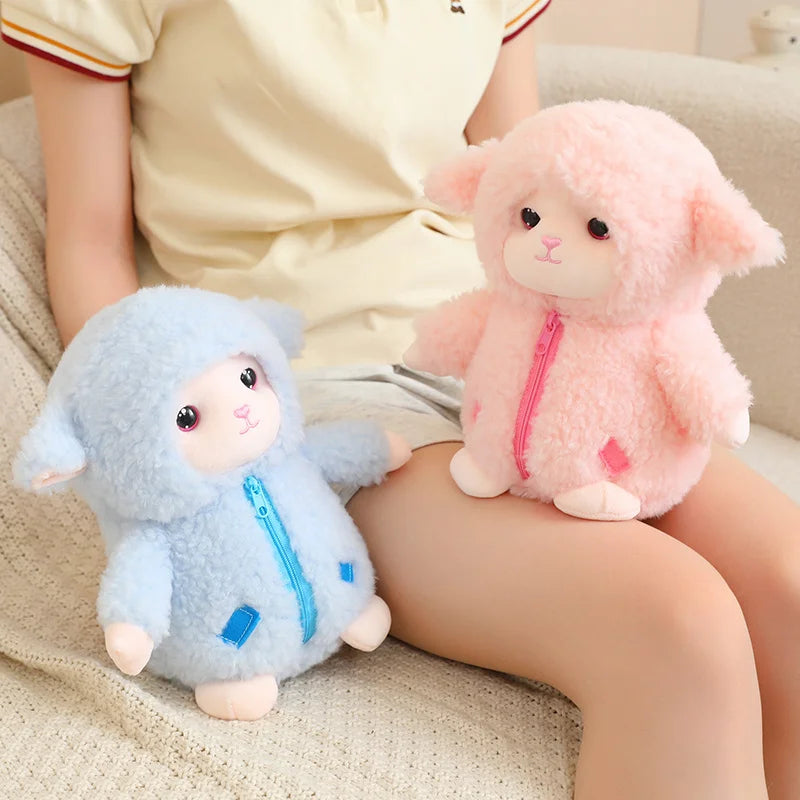 ふわふわ フード付き ジッパー ひつじ ぬいぐるみ