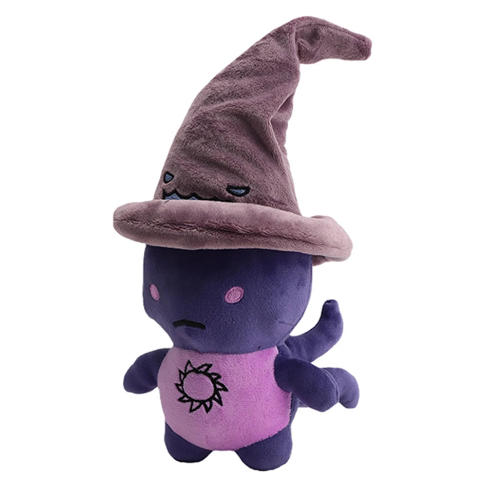 濃い紫 キャラクターぬいぐるみ くすみパープルの魔法使い帽 太陽刺繍