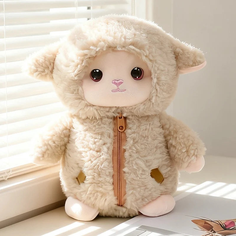 ふわふわ フード付き ジッパー ひつじ ぬいぐるみ