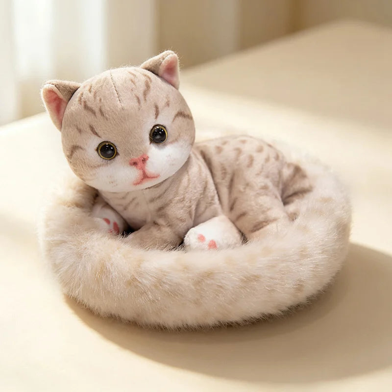 リアルな可愛い子猫のぬいぐるみ おうちベッドセット