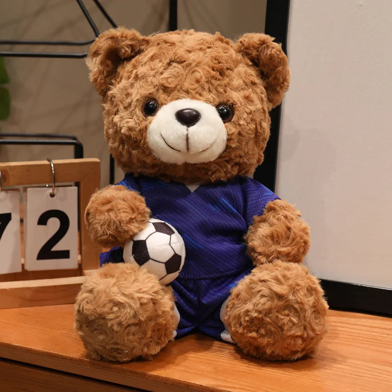 クリーム色のサッカー ドイツ代表 ユニフォーム テディベア ボール付き