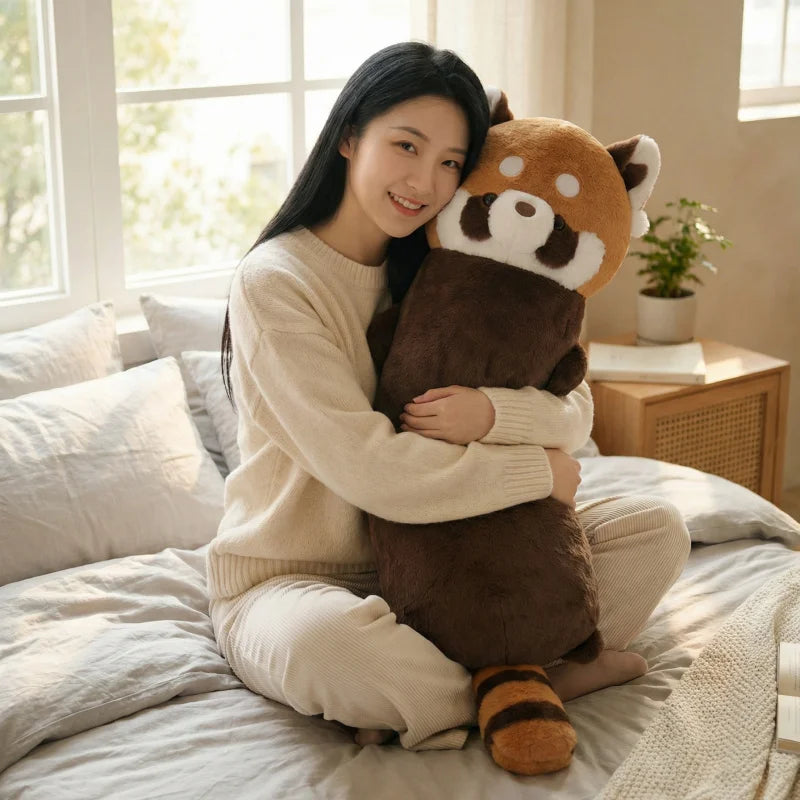 120cm Kawaii Cartoon Giant lesser panda Plush Doll Pillow Lying Brown raccoon Plush pillow Home Decor