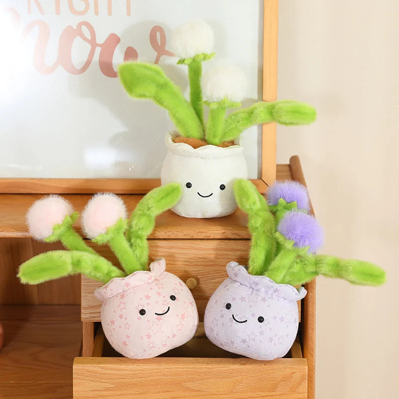 かわいい ふわふわ 踊る 花の ぬいぐるみ 鉢植え