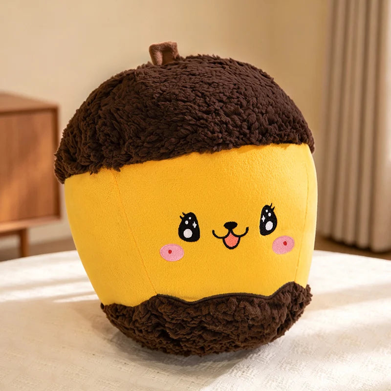 Happy Chestnut Family Plush Toys Cotton Stuffed Cartoon Smile Hazelnut Doll Soft Cozy Throw Pillow Kawaii Home Decor Kids Gift