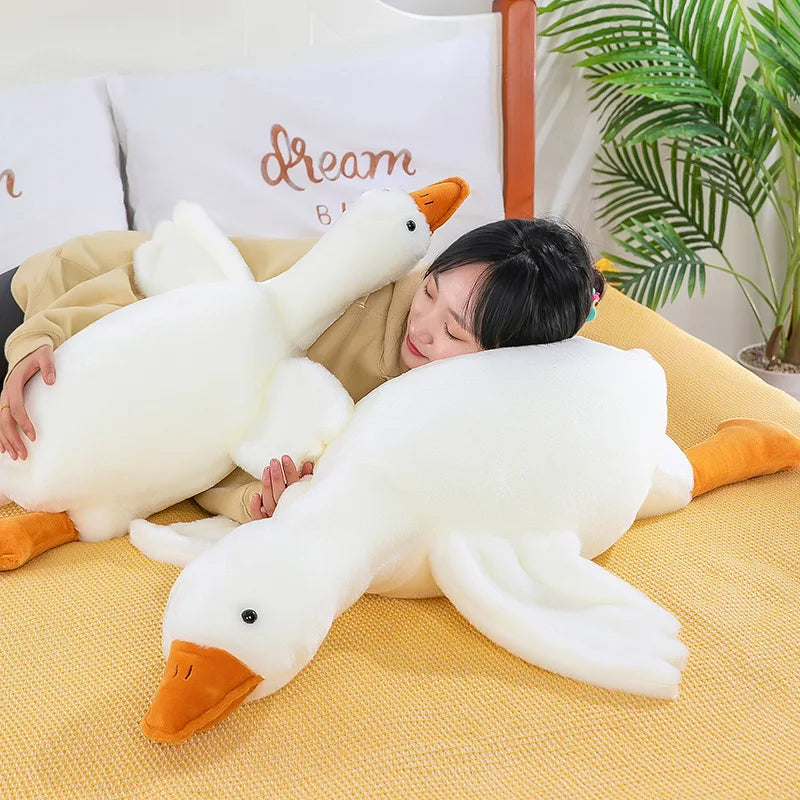 ふわふわ 白い ガチョウの親子 抱き枕