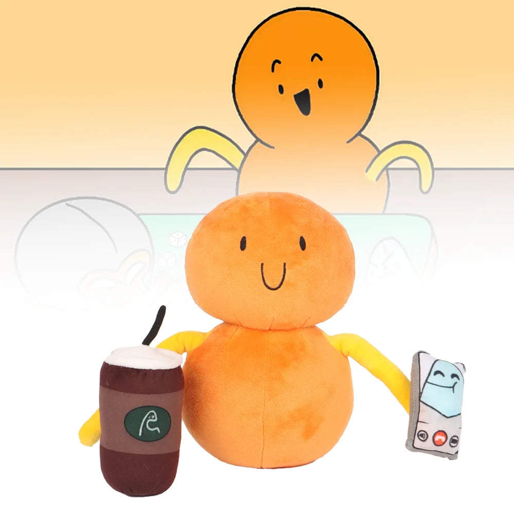 ノムノム オレンジ ぬいぐるみ コーヒーカップとスマホ付き