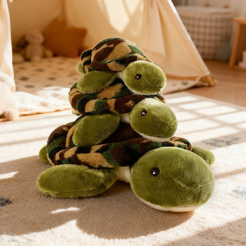 45cm Cute Green camouflage Tortoise Doll Stuffed LifeLike Real Aquatic Animal Plushie Sleeping Companion Gift