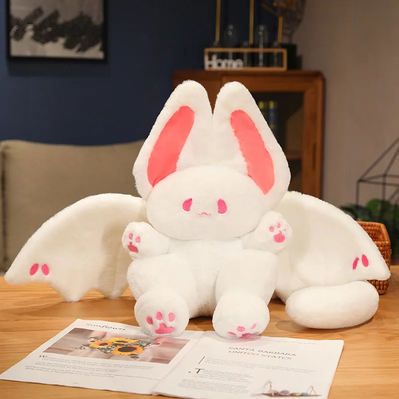 黒い悪魔うさぎ ぬいぐるみ 赤い耳とコウモリの羽