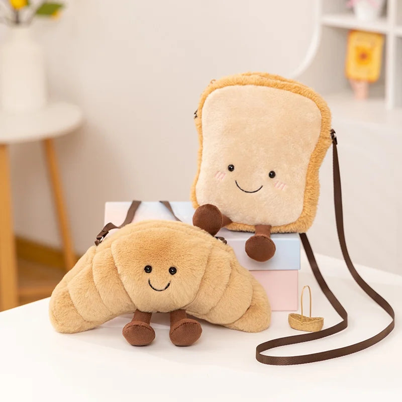 かわいい 食パン型 ぬいぐるみ ミニ ショルダーバッグ