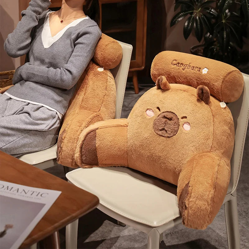Lovely Capybara Plush Pillow Cartoon Soft Stuffed Cozy Capybara Lumbar Support Chair Seat Cushion Backrest Cushion Sofa Decor