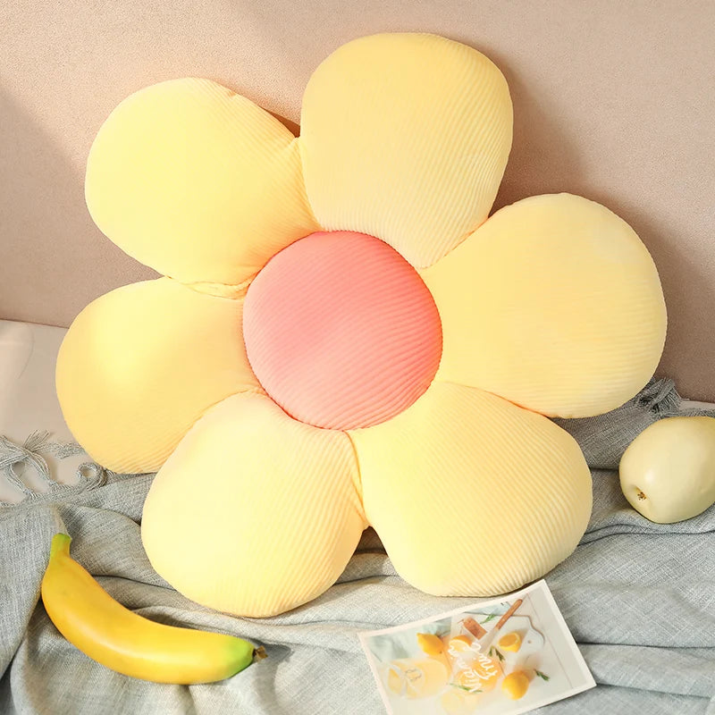 ふわふわ タイダイ柄 花形クッション