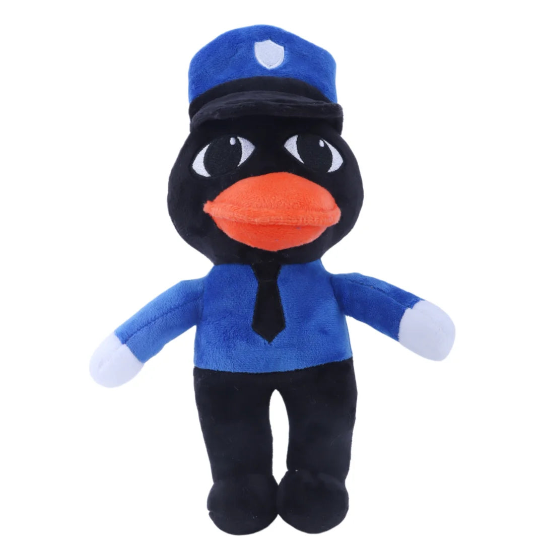 警官服の黒いアヒル キャラクターぬいぐるみ