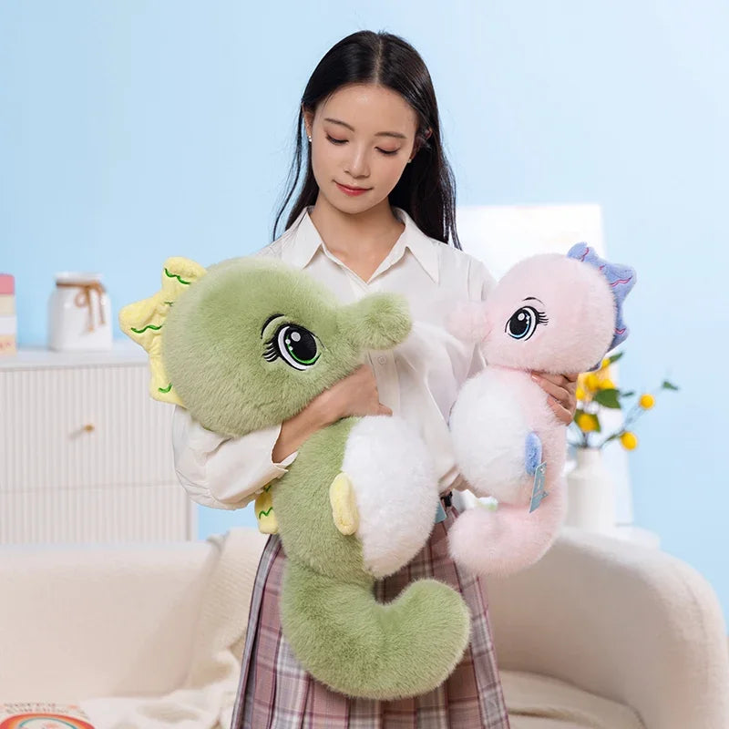 ふわふわの かわいい タツノオトシゴ ぬいぐるみ グリーンとピンク ペア