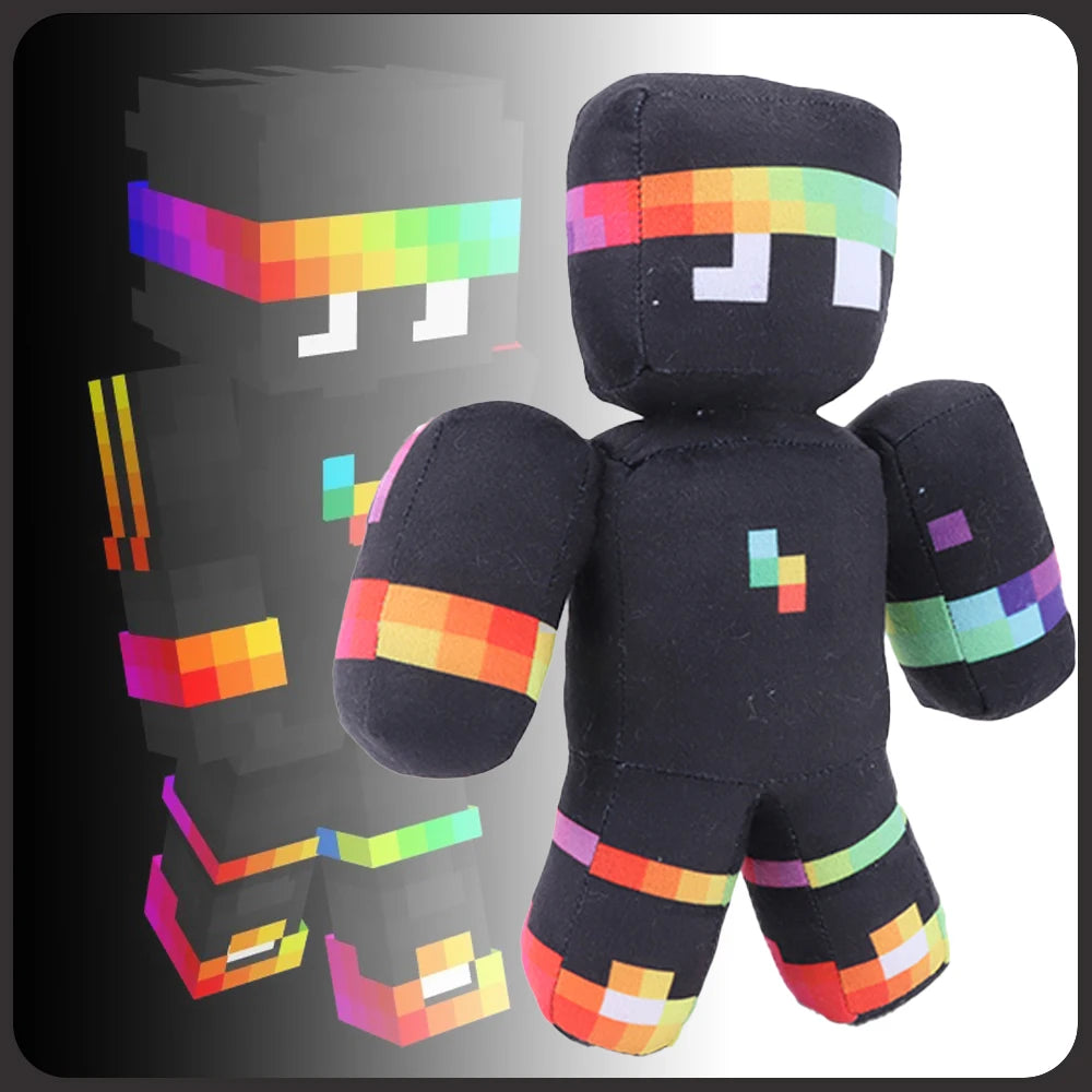 マインクラフト風 レインボーヘッドバンド 黒 ぬいぐるみ