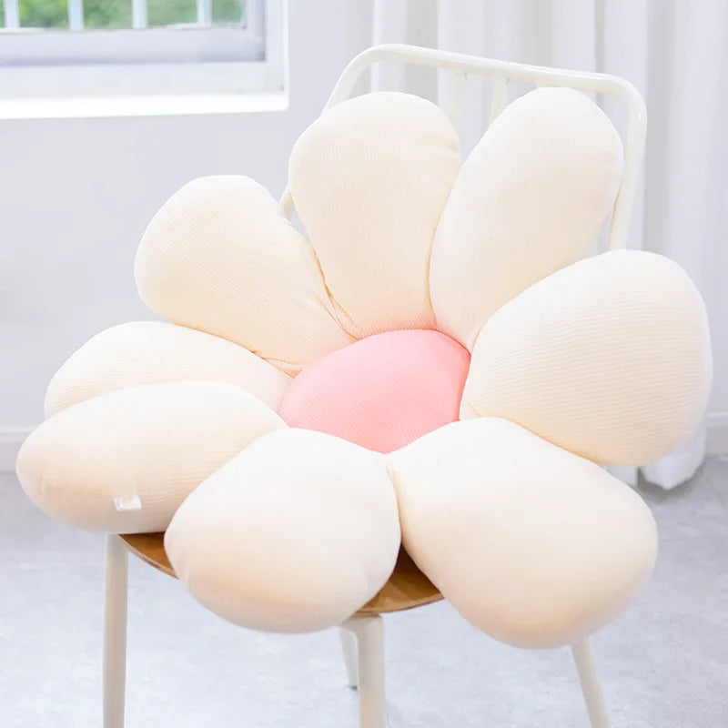 40-80cm Daisy Plush Plant Pillow Lifelike Sunflower Seat Cushion Yellow Pink Beige Chair Flower Pillow