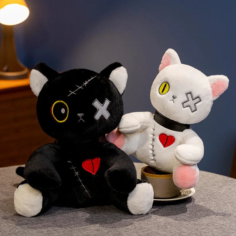25cm Mood Cat Plush Toy Tuffed Dark Series Gothic Lolita Stuffed Animal Plush Cat Plushie Birthday Gift Toys for Kids Room Decor
