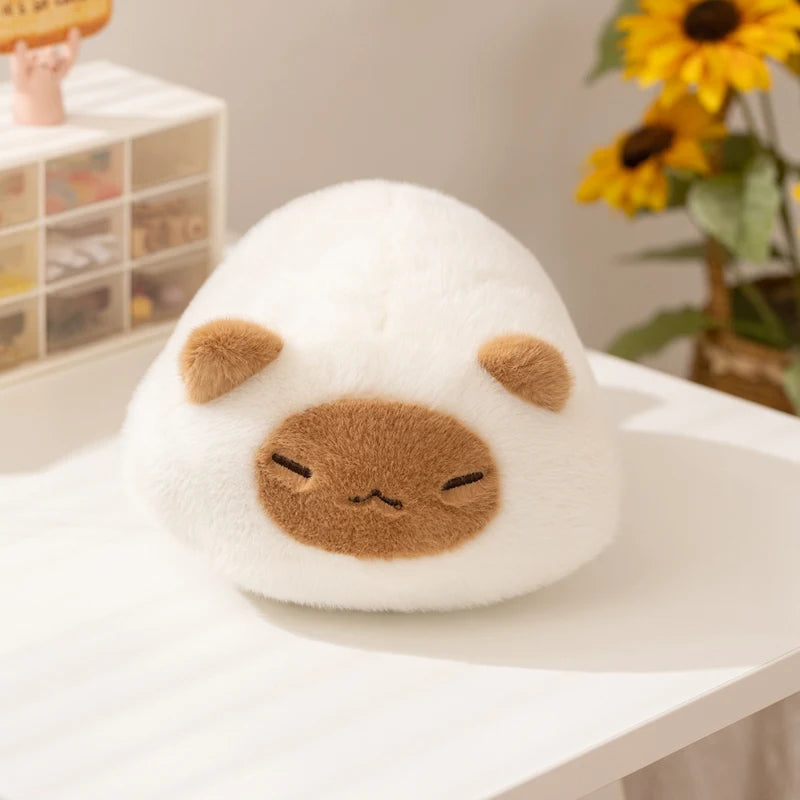 まん丸 もこもこ 眠り猫 ぬいぐるみ 三毛 黒 白