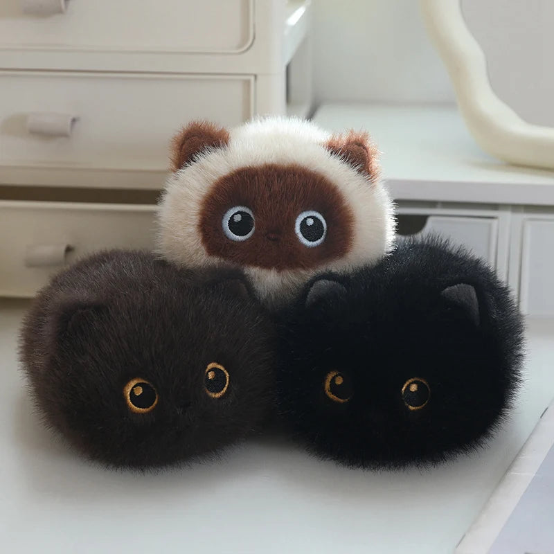 ふわふわ 丸い 猫 マスコット 選べる3種 キーホルダー