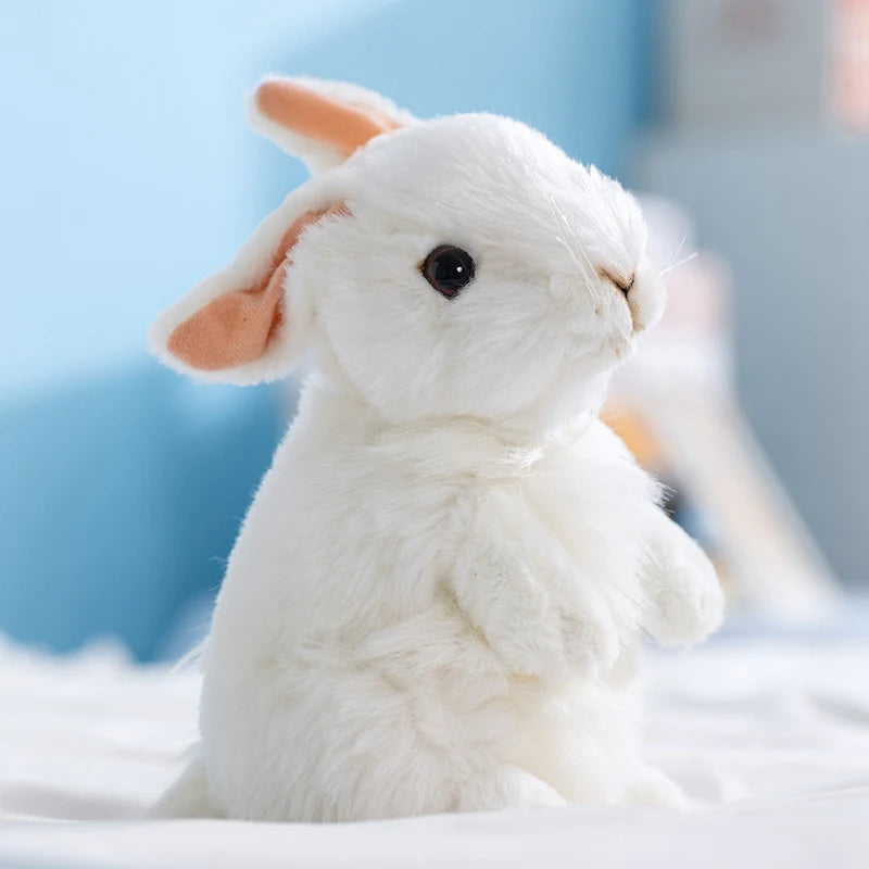 リアルな ふわふわ 白うさぎのぬいぐるみ 立ち姿