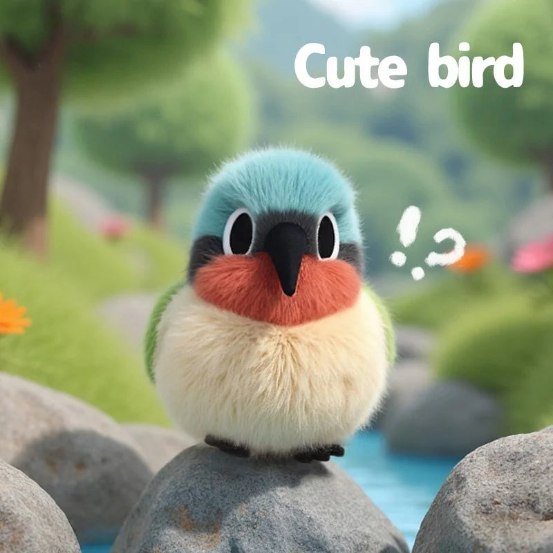 かわいい青緑と赤の小鳥 ぬいぐるみ