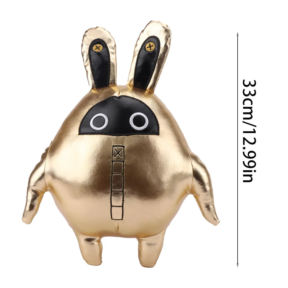 ロボット風うさぎのぬいぐるみ オレンジバンダナ「01」マーク グレーパーカー
