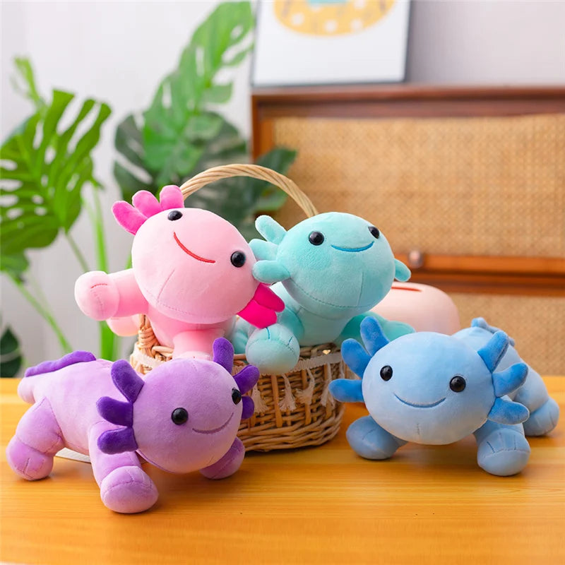 カラフルな ふわふわ ウーパールーパー ぬいぐるみ