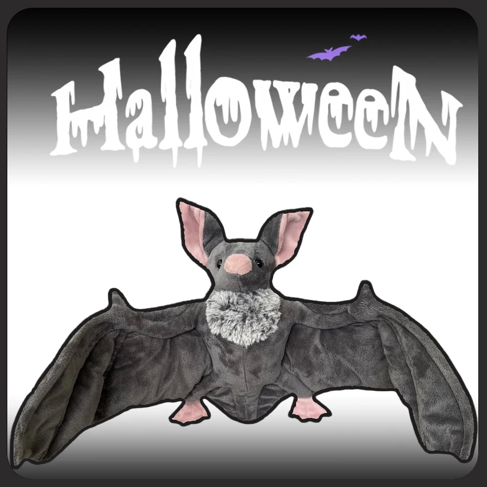 ハロウィン ふわふわ ダークグレー コウモリ ぬいぐるみ