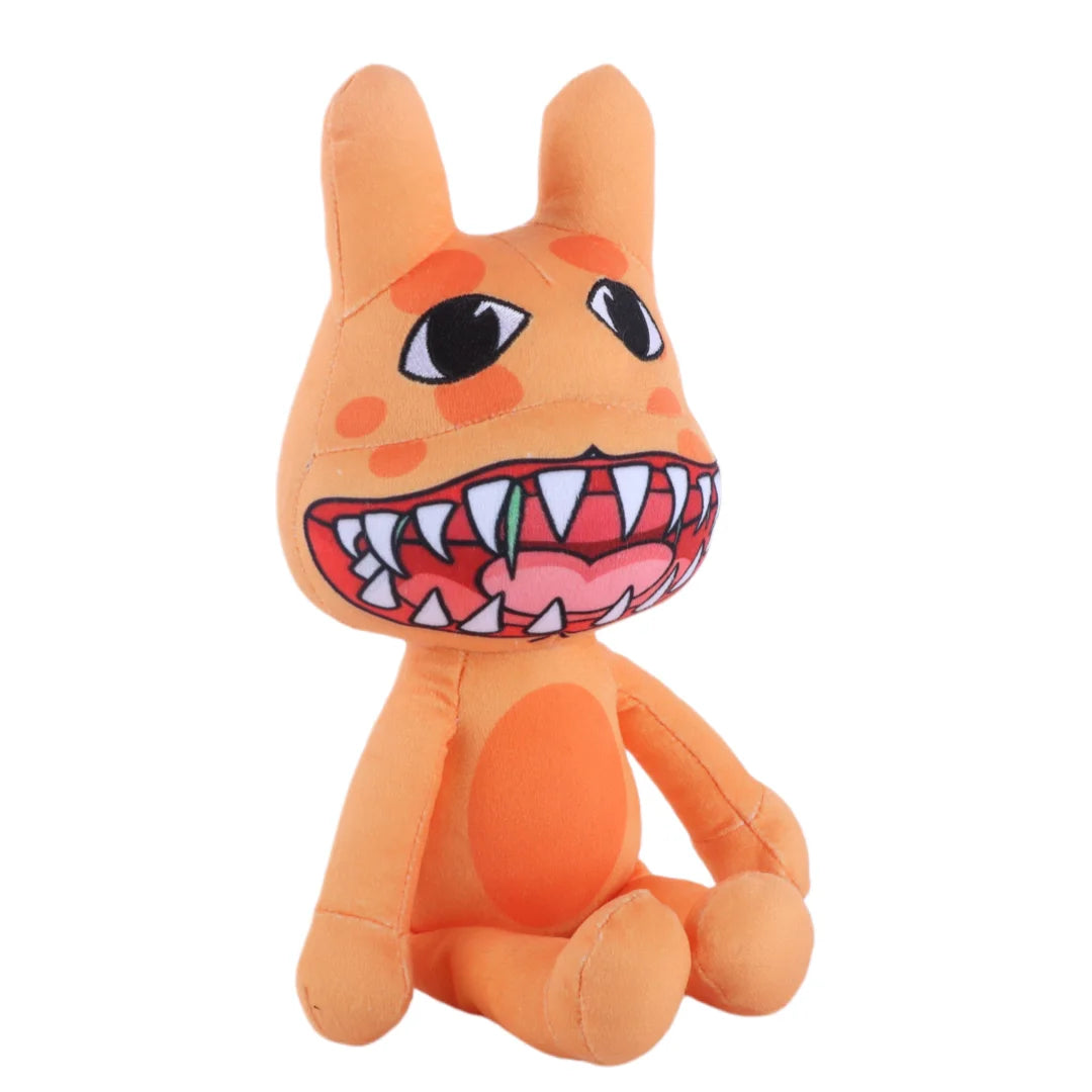 ギザギザ歯のオレンジ モンスター ぬいぐるみ 大小セット
