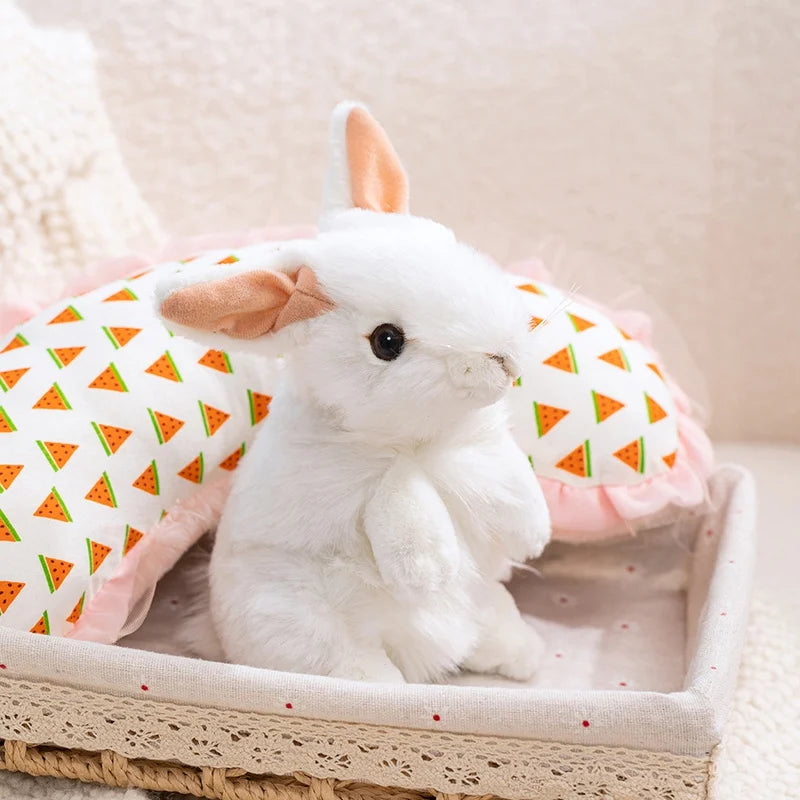 リアルな ふわふわ 白うさぎのぬいぐるみ 立ち姿