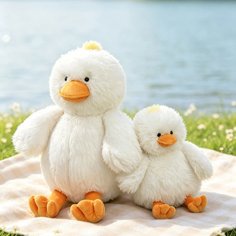 New 35-50cm Simulation Cute Fluffly Hair White Yellow Duck Plush Toys Soft Stuffed Animal Cartoon Pillow Kawaii Room Decor Gifts