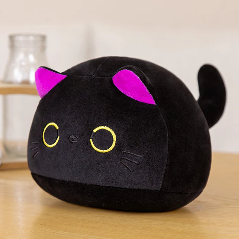 まんまる黒猫 黄色い目 ふわふわ 抱き枕