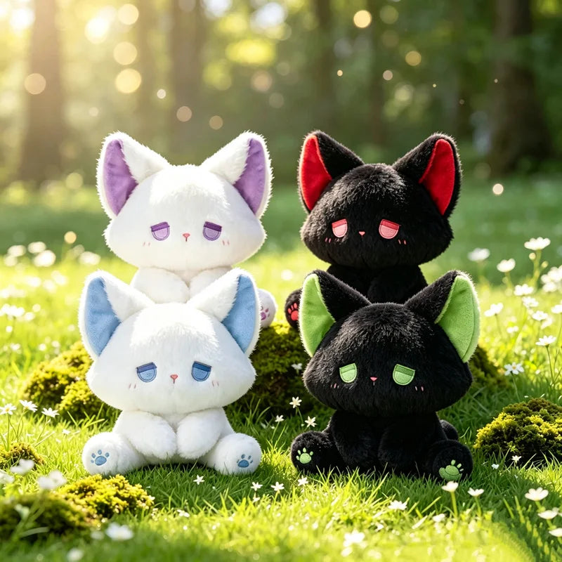 15cm Cute Silly Fox Doll with High Appearance Plush Toy Cartoon Sitting Posture Doll White Black Body with Different Color Ear