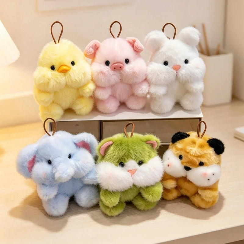 Cute Plush Companion Doll Anime Elephant Rabbit Cat Tiger Pig Duck Cartoon Desk Companion Doll 10cm Soft Plush Toy Sleeping Gift