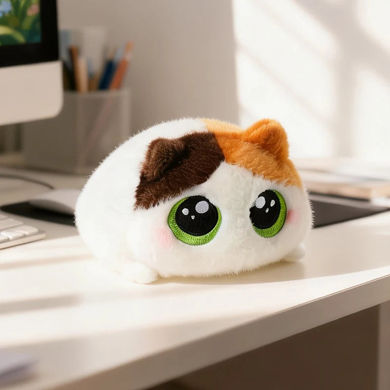 ふわふわ くりくりお目目の積み重ね猫ぬいぐるみ