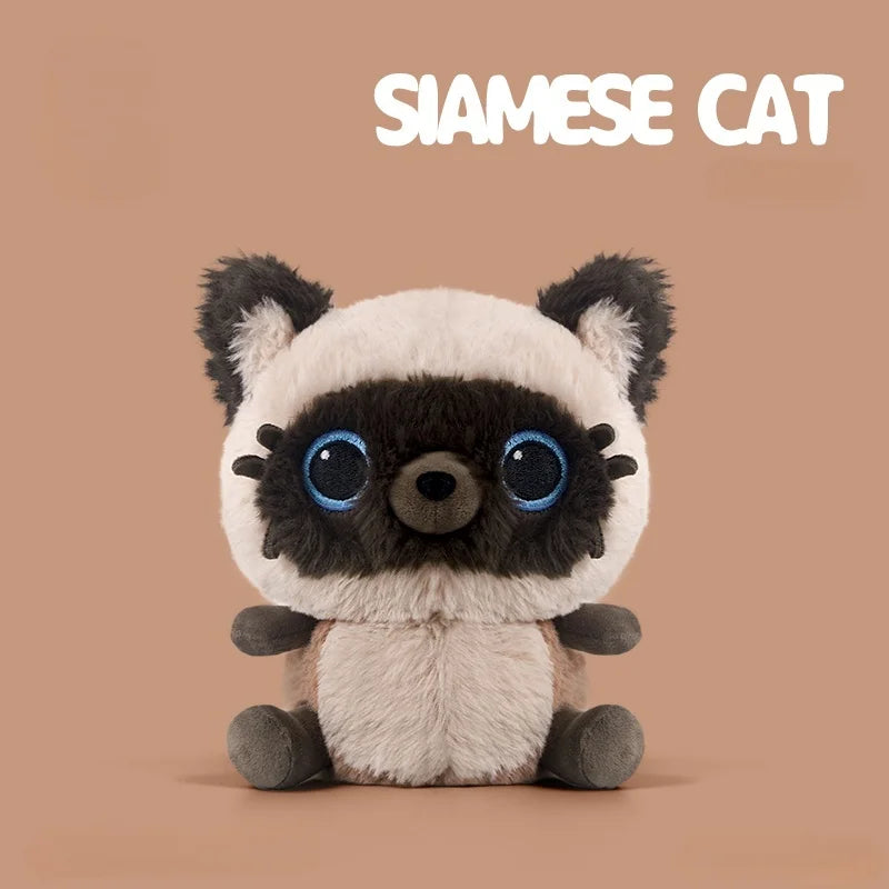 かわいい青い目のふわふわシャム猫ぬいぐるみ