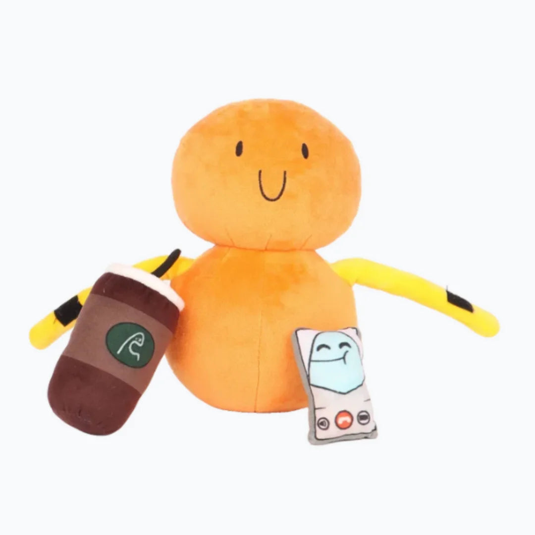 ノムノム オレンジ ぬいぐるみ コーヒーカップとスマホ付き